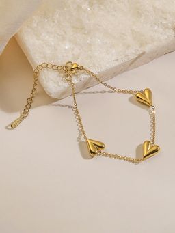 Jewels Galaxy - Gold-Plated Anti Tarnish Heart Themed Bracelet