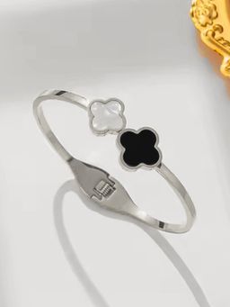 Jewels Galaxy - Stainless Steel Silver-Plated Anti Tarnish Clover Kada