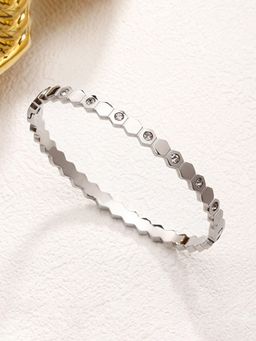 Jewels Galaxy - Silver-Plated Ad Hexagonal Anti Tarnish Kada
