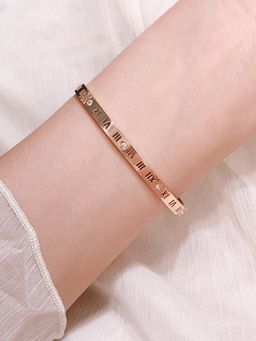 Jewels Galaxy - Rose Gold-Plated Ad Roman Numerals Kada