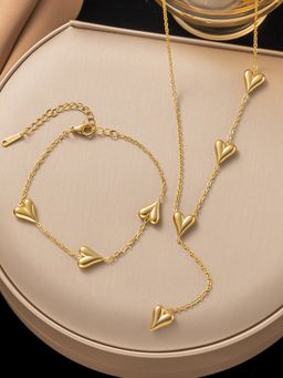 Jewels Galaxy - Gold-Plated Anti Tarnish Heart Jewellery Set