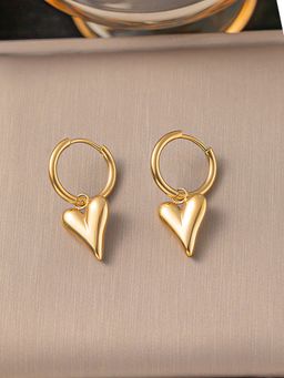 Jewels Galaxy - Gold Plated Anti Tarnish Heart Drop Earrings