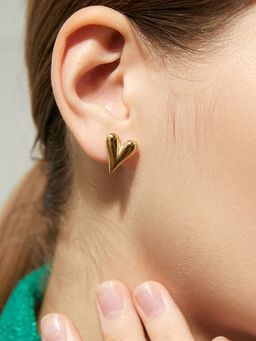 Jewels Galaxy - Gold Plated Anti Tarnish Heart Stud Earrings