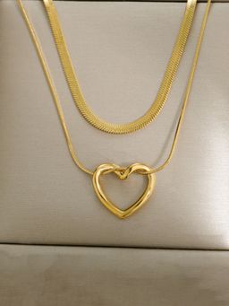 Jewels Galaxy - Gold-Plated Anti Tarnish Heart Layered Necklace