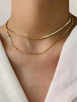 Jewels Galaxy - Gold-Plated Anti Tarnish Minimal Chain Layered Necklace