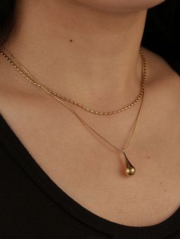 Jewels Galaxy - Gold-Plated Anti Tarnish Minimalistic Teardrop Layered Necklace