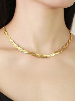 Jewels Galaxy - Gold-Plated Anti Tarnish Thick Snake Chain Dual Strand Necklace