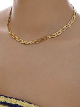 Jewels Galaxy - Gold-Plated Anti Tarnish Thick Snake Chain Triple Strand Necklace