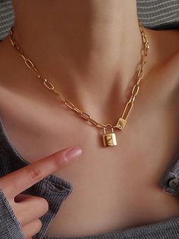 Jewels Galaxy - Gold-Plated Anti Tarnish Lock Inspired Rope Chain Necklace