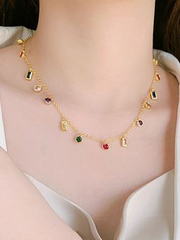 Jewels Galaxy - Multi-Color Anti Tarnish Gold Plated Geometrical Necklace