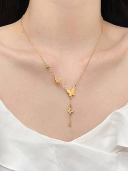 Jewels Galaxy - Gold-Plated Anti Tarnish Butterfly Themed Necklace