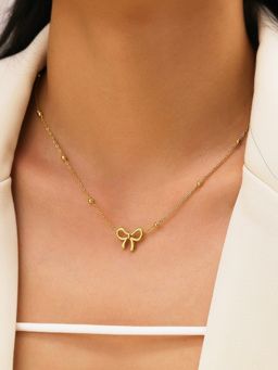 Jewels Galaxy - Gold-Plated Anti Tarnish Infinity Bow Pendant Necklace