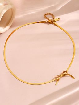 Jewels Galaxy - Gold-Plated Anti Tarnish Infinity Bow Choker Necklace