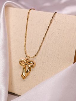 Jewels Galaxy - Gold-Plated Anti Tarnish Infinity Bow Pendant Necklace
