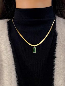 Jewels Galaxy - Gold-Plated Anti Tarnish Green Pendant Necklace