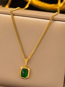 Jewels Galaxy - Gold-Plated Stylish Anti Tarnish Green Pendant Necklace