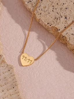 Jewels Galaxy - Gold-Plated Anti Tarnish Heart Angel Make A Wish Pendant Necklace