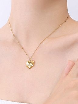 Jewels Galaxy - Gold-Plated Anti Tarnish Heart Themed Pendant Necklace