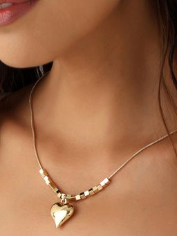 Jewels Galaxy - Gold-Plated Anti Tarnish Heart Pendant Necklace