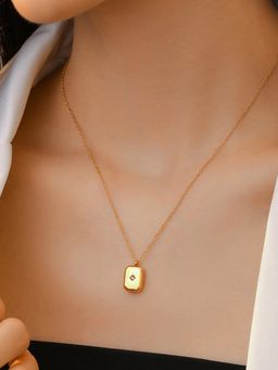 Jewels Galaxy - Gold-Plated Anti Tarnish Gold-Toned Stone Necklace