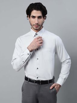 Cantabil - Men Grey Solid Spread Collar Formal Shirt