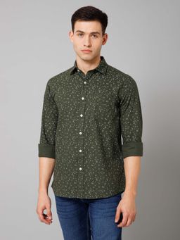 Cantabil - Men Green Printed Spread Collar Casual Shirt