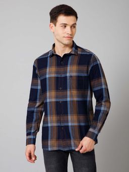 Cantabil - Men Multi Color Checkered Spread Collar Casual Shirt