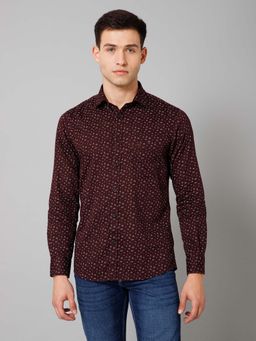 Cantabil - Men Brown Printed Spread Collar Casual Shirt