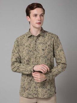 Cantabil - Men Olive Printed Spread Collar Casual Shirt