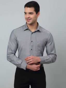Cantabil - Men Black Self Design Spread Collar Formal Shirt