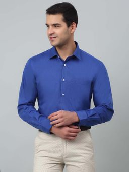 Cantabil - Men Royal Blue Solid Spread Collar Formal Shirt