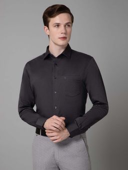 Cantabil - Men Grey Self Design Spread Collar Formal Shirt
