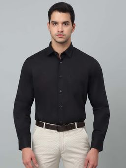 Cantabil - Men Black Solid Spread Collar Formal Shirt