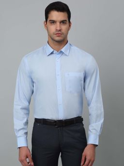 Cantabil - Men Sky Blue Solid Spread Collar Formal Shirt