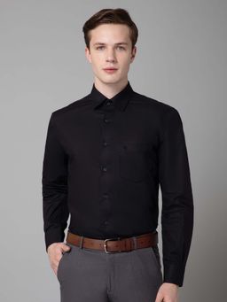 Cantabil - Men Black Solid Spread Collar Formal Shirt