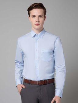 Cantabil - Men Sky Blue Solid Spread Collar Formal Shirt