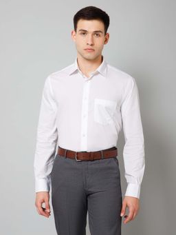 Cantabil - Men White Solid Spread Collar Formal Shirt