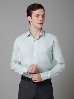 Cantabil - Men Green Self Design Spread Collar Formal Shirt