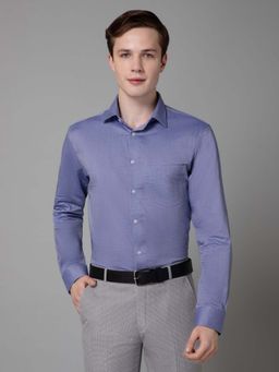 Cantabil - Men Blue Self Design Spread Collar Formal Shirt