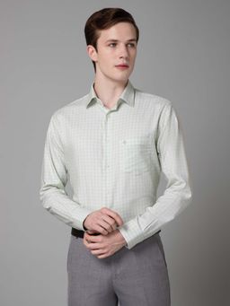 Cantabil - Men Green Checkered Spread Collar Formal Shirt