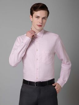 Cantabil - Men Pink Checkered Spread Collar Formal Shirt