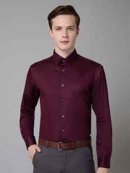 Cantabil - Men Maroon Printed Spread Collar Party Shirt