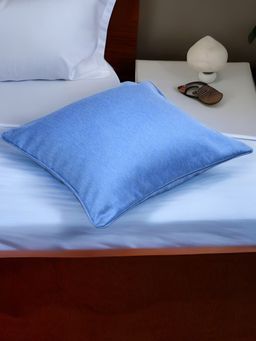 At Home by Nilkamal - Ariana Visto Solid Polyester Cushion Cover (Blue) (16x16 Inches)