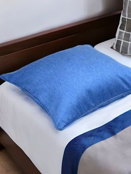 At Home by Nilkamal - Ariana Visto Solid Polyester Cushion Cover (Dark Blue) (16x16 Inches)