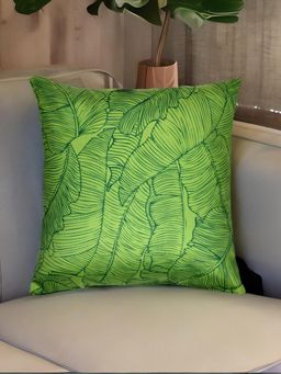 At Home by Nilkamal - Ariel Biophilic Cult Satin Fabric Filled Cushion (Green)