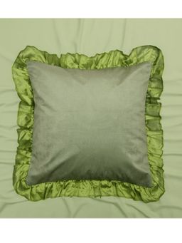 At Home by Nilkamal - Amelia Solid Velvet Cushion Cover (Green) (16x16 Inches)