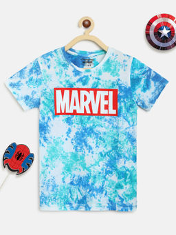 Lil Tomatoes - Boys Marvel Typography Cotton T-Shirt - Blue
