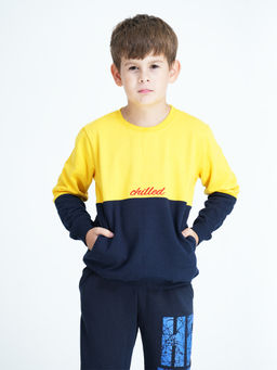mackly - Boys Yellow Embroidered Sweatshirt