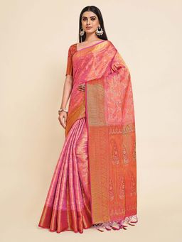 Mimosa - Women'S Kanjivaram Art Silk Saree With Unstiched Blouse