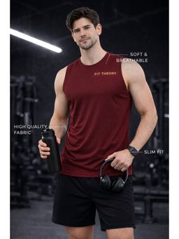The Fit Theory - Men Maroon Tank Top